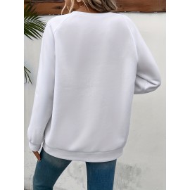 Graphic Print Pullover Sweatshirt, Casual Long Sleeve Crew Neck Sweatshirt For Spring & Fall, Women's Clothing