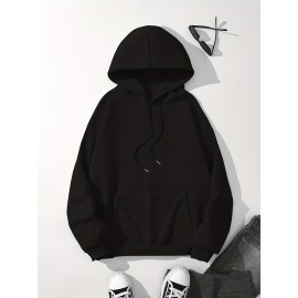 It's Not That Serious Print Hoodies, Casual Drawstring Long Sleeve Sweatshirt, Women's Clothing