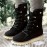Women's Fleece Lined Short Boots, Winter Warm Lace Up Flat Snow Boots, Solid Color Outdoor Thermal Boots