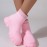 Women's Pink Sock Boots, Round Toe Knitted Slip On Platform Ankle Boots, Comfortable Chunky Short Boots
