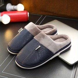 Soft Plush Cozy House Slippers Anti-skid Slip-on Water Repellent Shoes Indoor For Men Winter Shoes