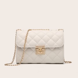 Quilted Crossbody Bag, Fashionable Chain Clutch Bag, Shoulder Bag, Square Bag, Satchel Bag