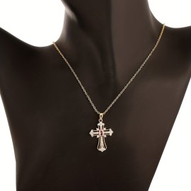 Light Luxury Zircon Cross Pendant Necklace Charm Elegant Clavicle Chain Jewelry Accessories For Women Girls Gift
