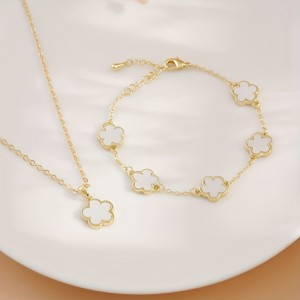 Women's Luxury Personality Star Flower Design Bracelet & Necklace Set, Wedding Graduation Dating Party Gift For Girls