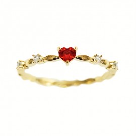 Exquisite Promise Ring Inlaid Scarlet Zirconia In Heart Shape Engagement / Wedding Ring For Brides 18k Gold Plated Just Pick A Color U Like