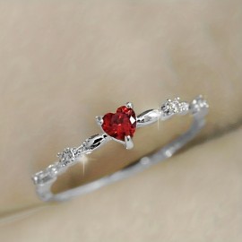Exquisite Promise Ring Inlaid Scarlet Zirconia In Heart Shape Engagement / Wedding Ring For Brides 18k Gold Plated Just Pick A Color U Like