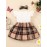 2pcs Infant Baby Girls Splicing Suspender Dress Fly Sleeve Bow Plaid Dress & Headband Set Toddler Clothes