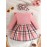 Baby Girl's Adorable Ruffle Trim Plaid Stitching Long Sleeve Dress + Headband Set