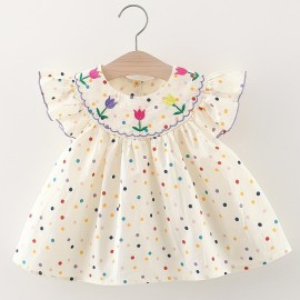 2pcs Baby Girls Casual Color Block Sleeveless Summer Dress & Bag Set Clothes