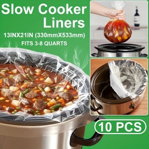 10pcs Slow Cooker Liners, Kitchen Disposable Cooking Bags, BPA Free, For Oval Or Round Pot, Size 13*21 Inches, Fit 3QT To 8QT