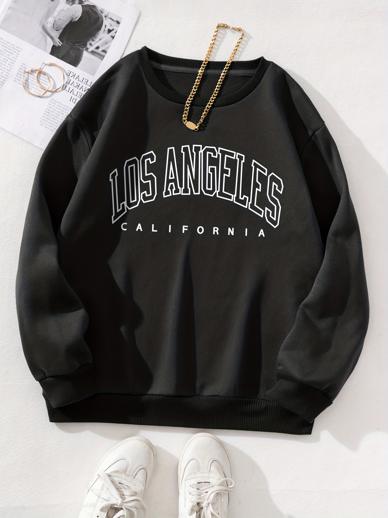 california print crew neck pullover sweatshirt casual long sleeve sweatshirt for spring fall womens clothing details 11