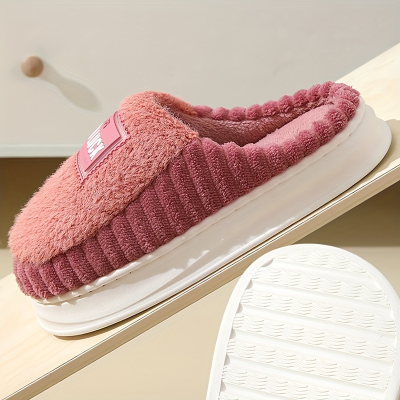good luck home slippers soft plush cozy house slippers anti skid slip on shoes indoor for men winter shoes details 8