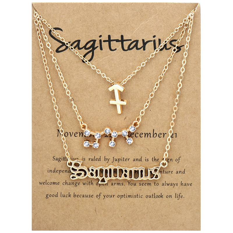 3 pack vintage zodiac alphabet symbols rhinestone clavicle chain necklaces details 12