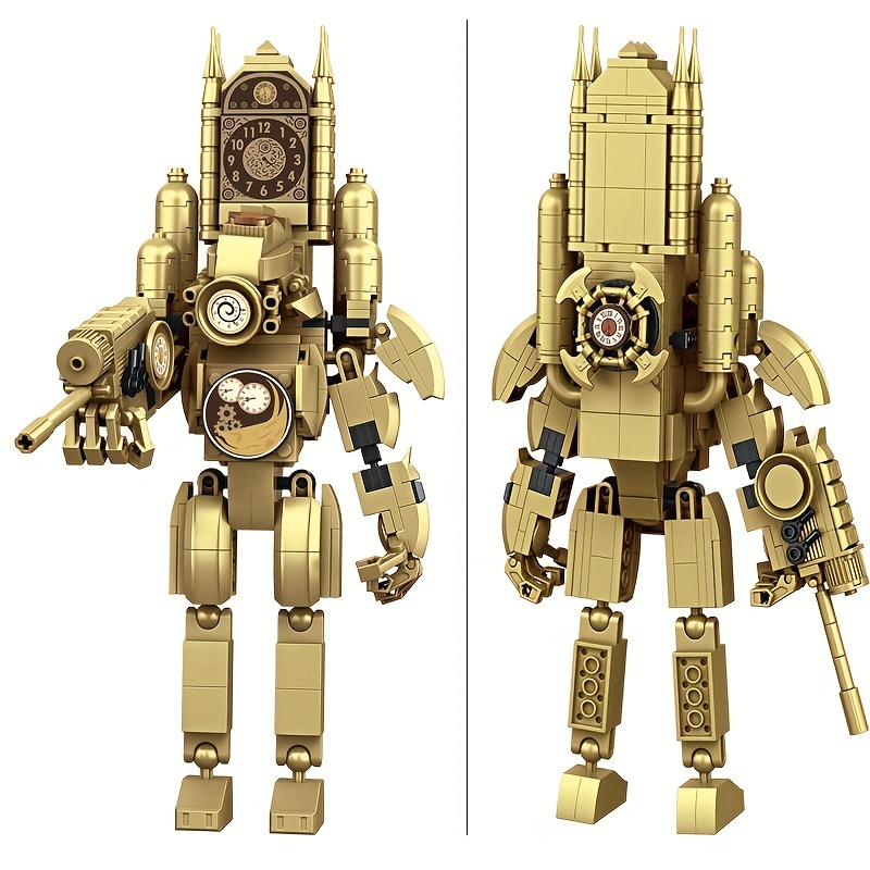 golden clock king clock man toilet man assembly building blocks puzzle model decoration toys birthday gift details 2